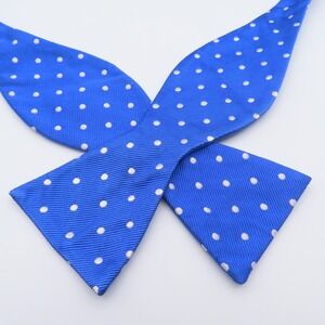 Countess Mara Bow Tie Blue White Polka Dot 2.5" Wide Silk